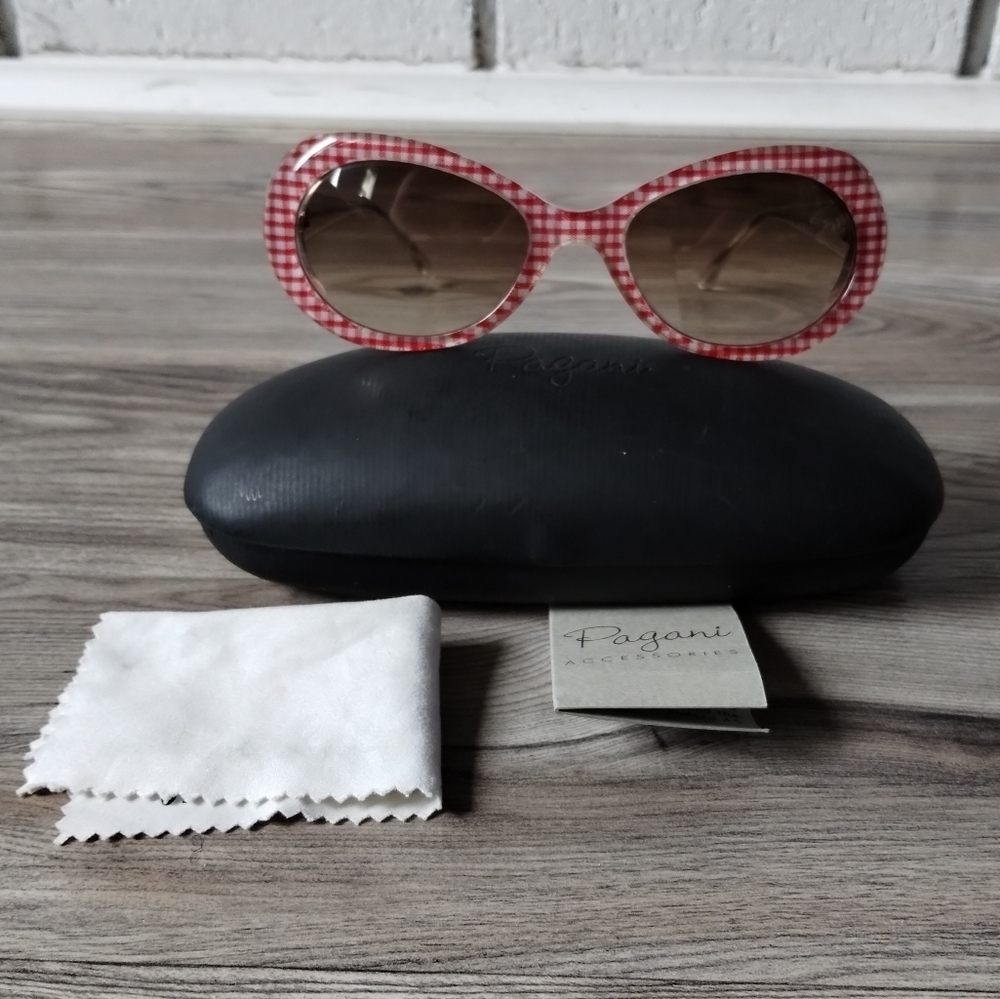 Pagani Eyewear Red White Checkered Sunglasses